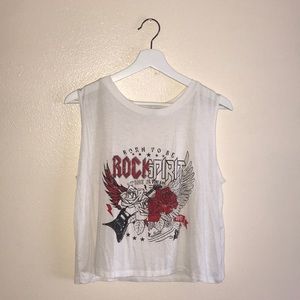 White Cropped Muscle Tank